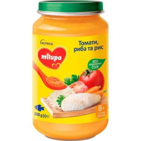 Мілупа пюре овочево-рибне Томати/риба/рис 200г