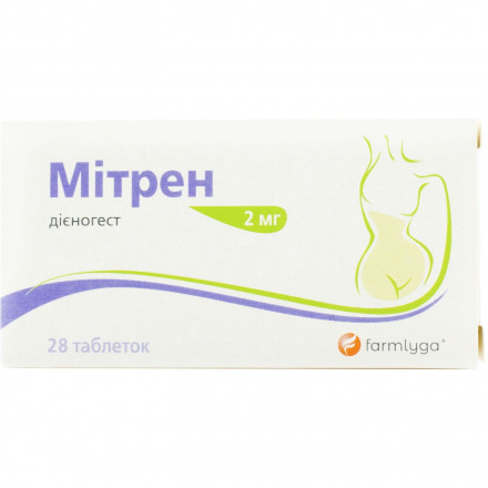 Мітрен таблетки від ендометріозу по 2 мг, 28 шт.
