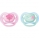 Avent пустушка  ultra-air з декором 0-6 міс, 2 шт для дів. scf343/20