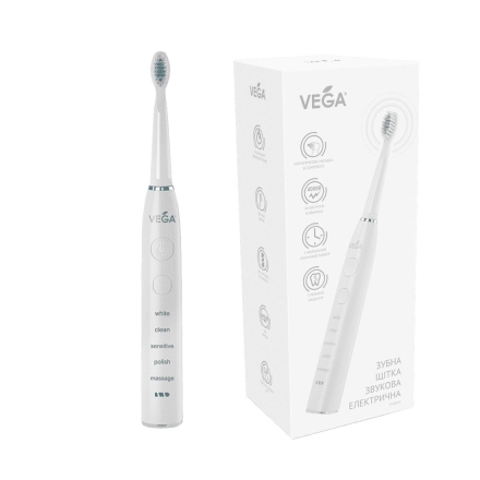 Вега електр.звукова зубна щітка 5 реж.чищ.Vega  VT-600 W (біла)