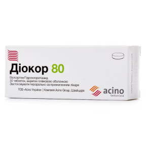 Діокор 80 таблетки при артеріальній гіпертензії по 80 мг, 30 шт.