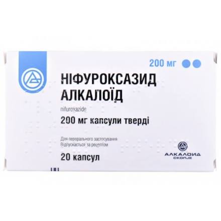 Ніфуроксазид Алкалоїд капсули по 200 мг, 20 шт.