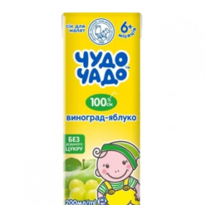 Сік фруктовий Чудо-Чадо виноградно-яблучний, 200 мл