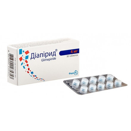 Діапірид таблетки від цукрового діабету по 4 мг, 30 шт.