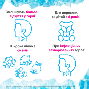 Гексорал Лорсепт льодяники при захворюваннях горла зі смаком лимона, 16 шт.