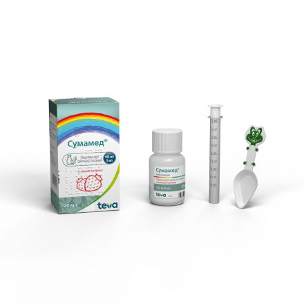 Сумамед порошок для оральної суспензії зі смаком полуниці 100 мг/5 мл, 20 мл