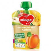 Мілупа пюре фруктове ПАУЧ Яблуко,Груша,Банан і Абрикос 80Г, від 6 міс /3600