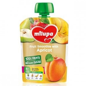 Мілупа пюре фруктове ПАУЧ Яблуко,Груша,Банан і Абрикос 80Г, від 6 міс /3600