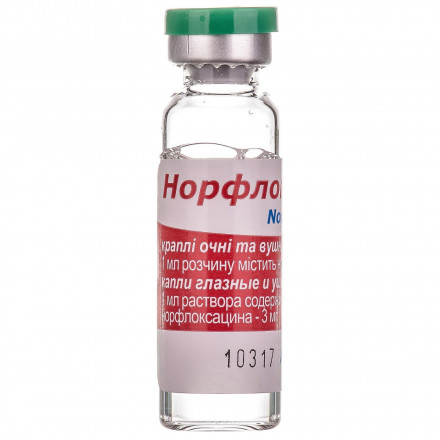 Норфлоксацин краплі для очей та вух, 3 мг/мл, 5 мл