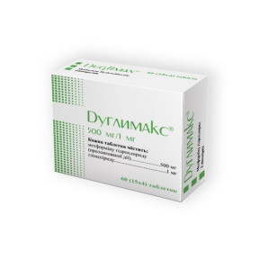 Дуглимакс таблетки при діабеті, 500 мг/1 мг, 60 шт.