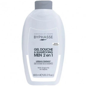 Byphasse чоловічий гель-шампунь для душу  2 в1 Urban Sving 600 мл