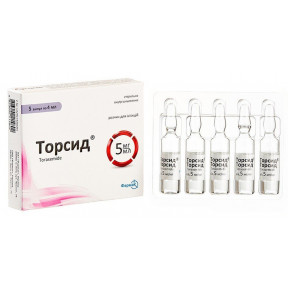 Торсид розчин для ін'єкцій по 4 мл в ампулі, 5 мг / мл, 5 шт.