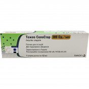 Тожео СолоСтар розчин для ін'єкцій при цукровому діабеті, 300 Од/мл, 1,5 мл в шприц-ручці