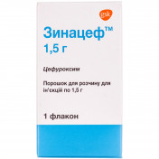 Зінацеф порошок для приготування розчину для ін'єкцій 1500 мг, флакон, 1 шт.
