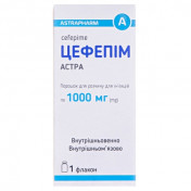 Цефепим Астра пор.д/р-ра д/ин.1000мг №1