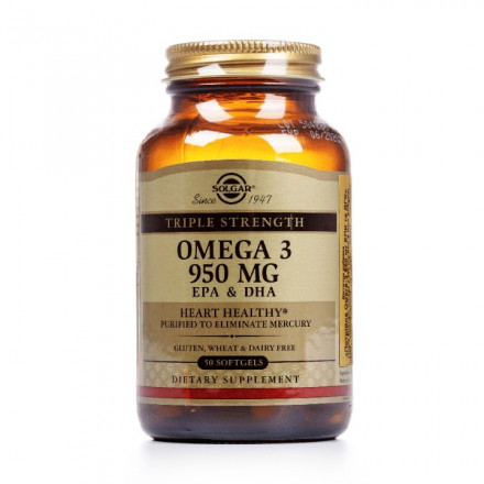 Солгар Потрійна Омега-3 капсули по 950 мг, 50 шт.