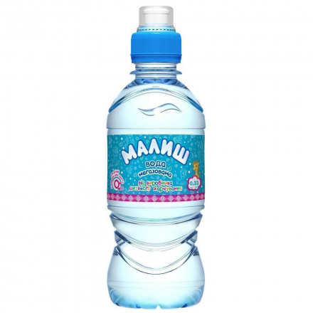 Вода питна дитяча Малиш у пластиковій пляшці без дозатора, 0,33 л