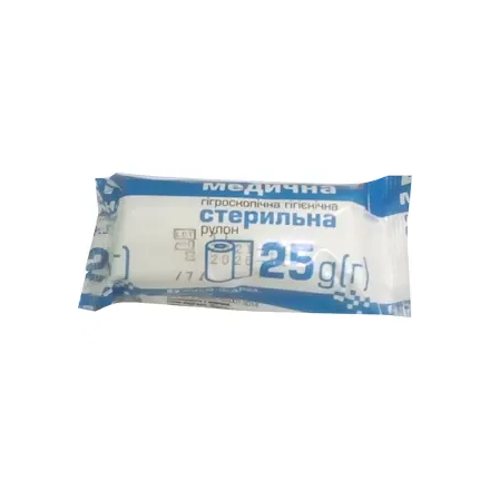 Вата 25 г рулон стерильна ТМ "ЮРІЯ-ФАРМ"(Укрмедтекстиль)
