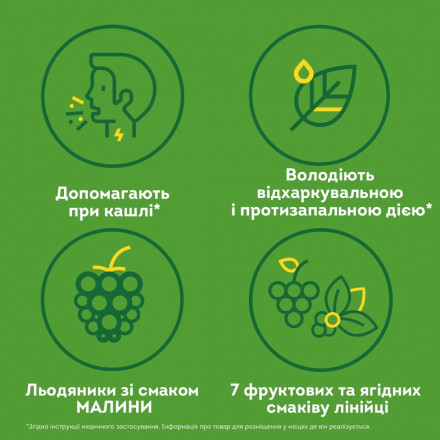 Лікар МОМ льодяники для горла зі смаком малини, 20 шт.