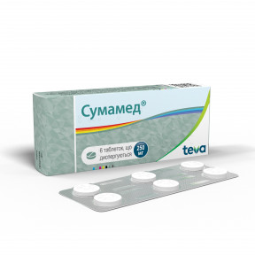 Сумамед таблетки що диспергуються по 250 мг, 6 шт.