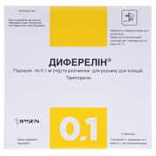 Диферелін порошок д/приг. р-ну д/ін. по 0.1 мг №7 у флак. з р-ком.