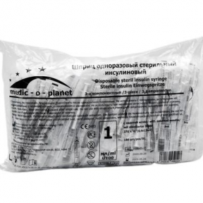 Шприц medic-o-planet  1мл, u-100 інтегр. голка (30gх8мм)_0