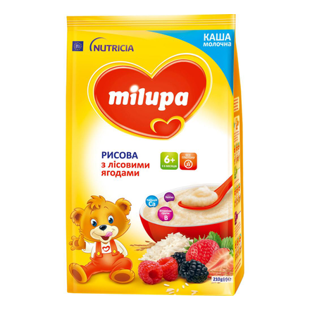 Мілупа каша мол.210г рисова з ліс.ягод /7459