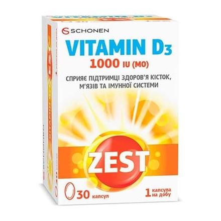 Зест Вітамін D3 1000 МО №30