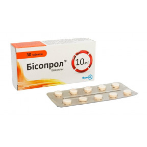 Бісопрол таблетки по 10 мг, 30 шт.