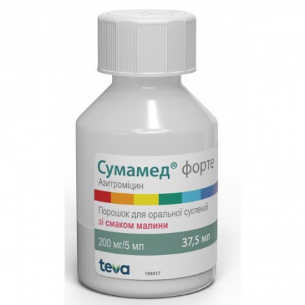 Сумамед форте порошок для оральної суспезіі 1500 мг, 37,5 мл
