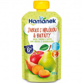 Хаманек пюре пауч Яблуко-Груша-Батат 100г