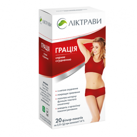 Грація Плюс фіточай для схуднення в фільтр-пакетах по 2 г, 20 шт.