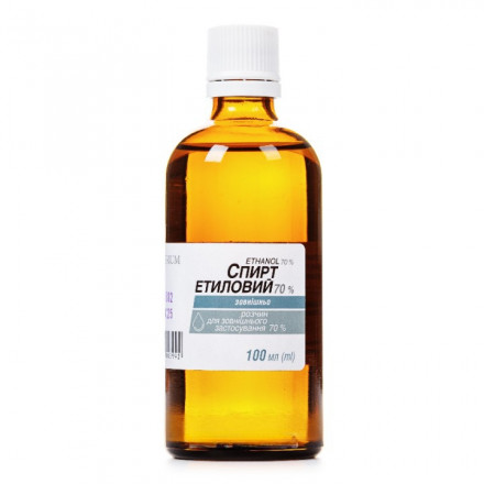 Спирт етиловий розчин для зовнішнього застосування 70%, 100 мл