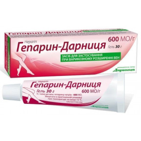 Гепарин-Дарница гель от варикоза, 600 МЕ / г, 30 г