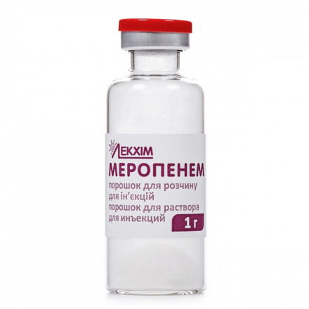 Меропенем порошок для розчину для ін'єкцій по 1 г, 1 шт.