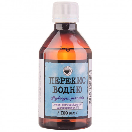 Перекис водню розчин для зовнішнього застосування 3%, 100 мл - ДКП Фармацевтична фабрика