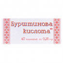 Бурштинова кислота таблетки по 0,25 г, 40 шт.