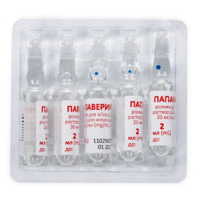 Папаверин раствор для инъекций по 2 мл в ампулах, 20 мг/мл, 10 шт.