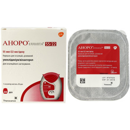 Анора Елліпта порошок для інгаляцій 55 мкг/22 мкг/дозу 30 доз