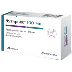 Еутірокс пігулки по 100 мкг, 100 шт.