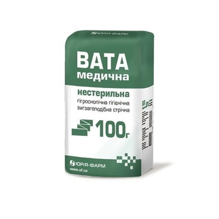 Вата 100 г рулон нестерильна ТМ "ЮРІЯ-ФАРМ"(Укрмедтекстиль)