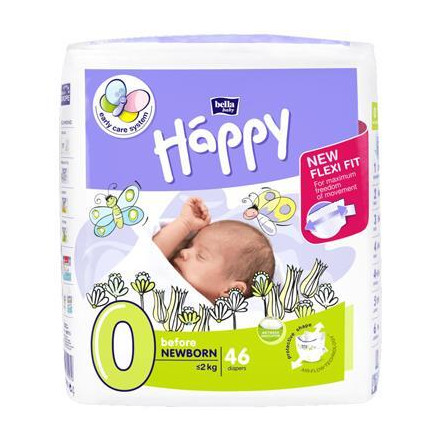 Підгузки Happy new born before  вага  0-2 кг., 46 шт.