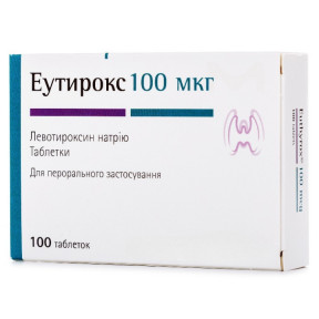 Еутирокс таблетки від захворювань щитовидної залози по 100 мкг, 100 шт.