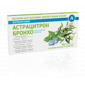 Астрацитрон Бронхо пастилки зі смаком ментолу та евкаліпта, 10 шт.