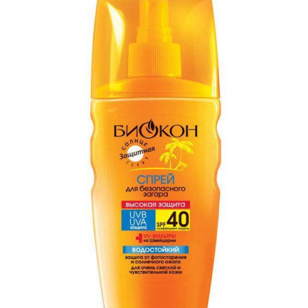 Біокон спрей «Високий захист» SPF-40 для безпечної засмаги, 160 мл