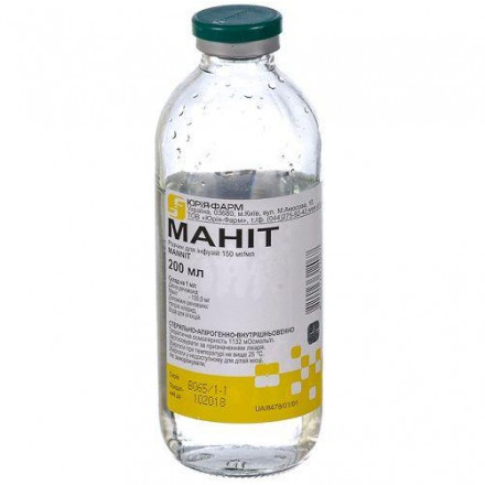 Маніт 15% 200 мл розчин для інфузій - ТОВ "Юрія-Фарм"