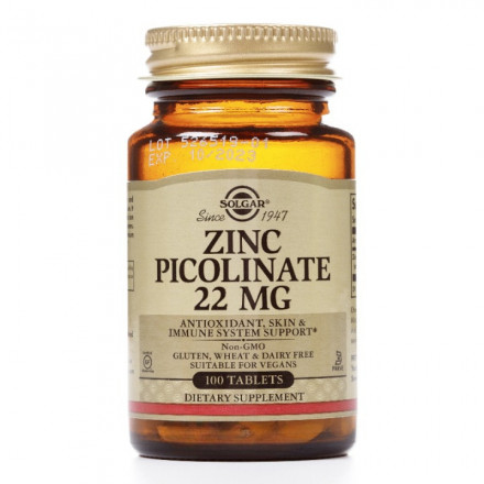 Солгар Піколінат цинку таблетки, 100 шт.