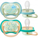 Авент пустушка Ultra-Air Нічна 0-6 міс, 2 шт нейтральна SCF376/18