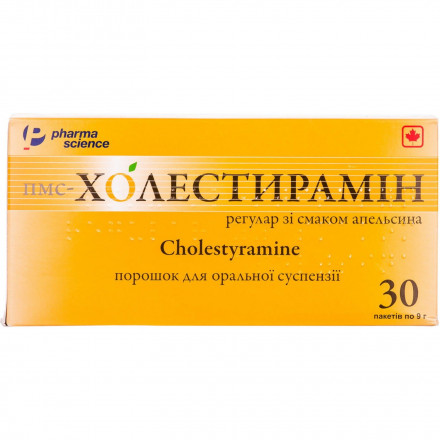 пмс-Холестирамін регулар порошок для оральної суспензії зі смаком апельсина в пакетиках по 9 г, 30 шт.