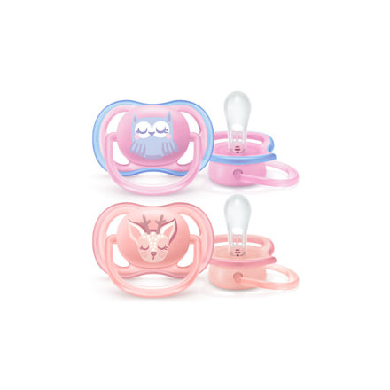 Avent Пустушка Ultra-Air з декором, 0-6 міс, 2 шт, для дівч. SCF085/02